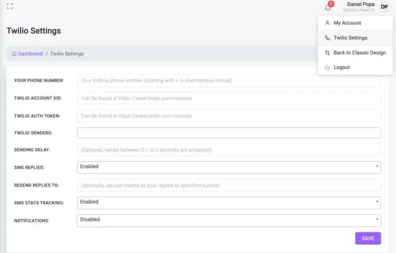 Discover Sendiio 3.0 - Best autoresponder in 2023 12 Twilio Settings on Sendiio